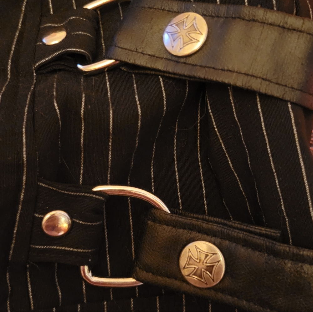 Lip Service OG Vintage Gangsta Pranksta Pinstripe Bondage Mobster Mini Dress Med - Picture 5 of 5